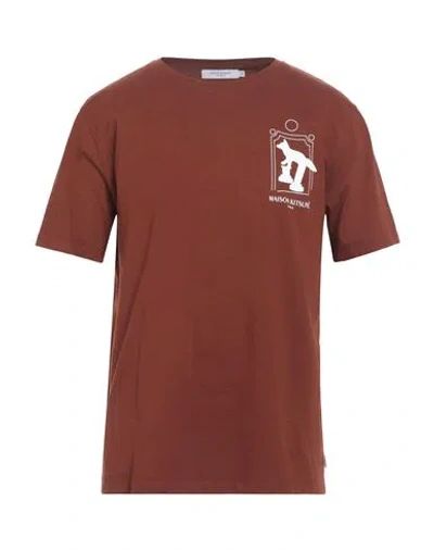 Maison Kitsuné X Kajsa Man T-shirt Brown Size M Cotton