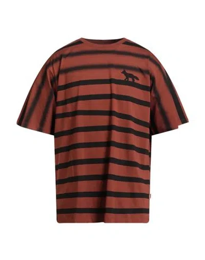 Maison Kitsuné X Kajsa Man T-shirt Brown Size S Cotton