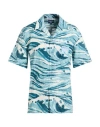 Maison Kitsuné X Vilebrequin Man Shirt Deep Teal Size S Linen In Multi