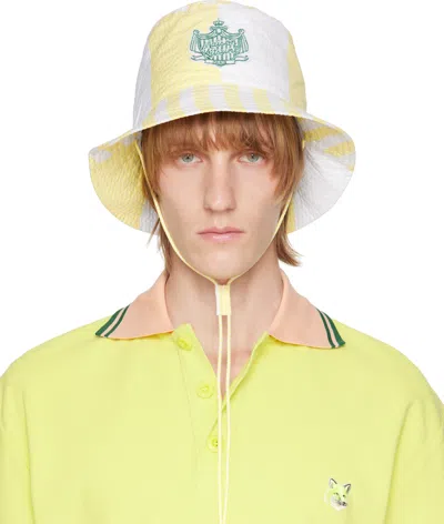 Maison Kitsuné Logo-patch Bucket Hat In S725 Lemon Stripes
