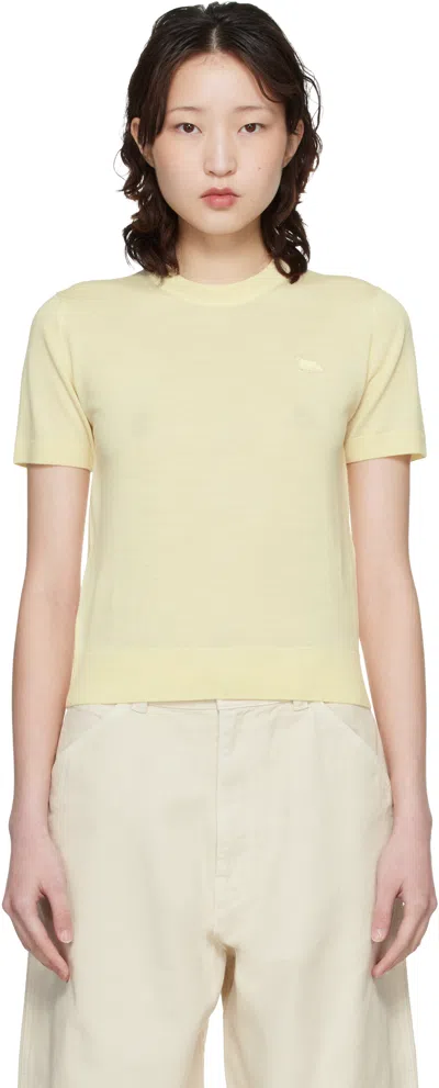 Maison Kitsuné Yellow Baby Fox Fine Merino Sweater