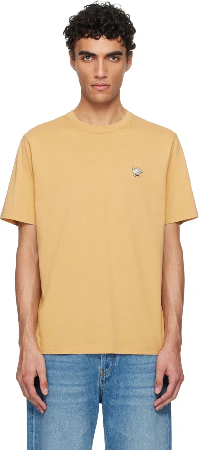 Maison Kitsuné Yellow Barista Fox Patch Relax T-shirt In 0213 Sesame