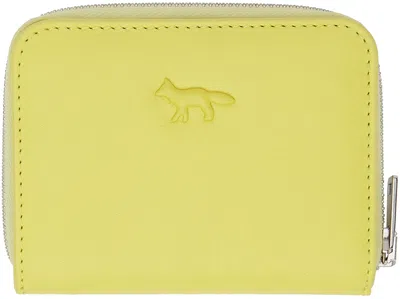 Maison Kitsuné Yellow Cloud Zipped Wallet In P318 Lime Green