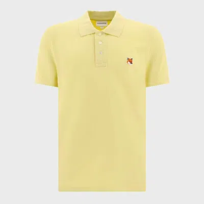 Maison Kitsuné Yellow Cotton Polo Shirt In Nero