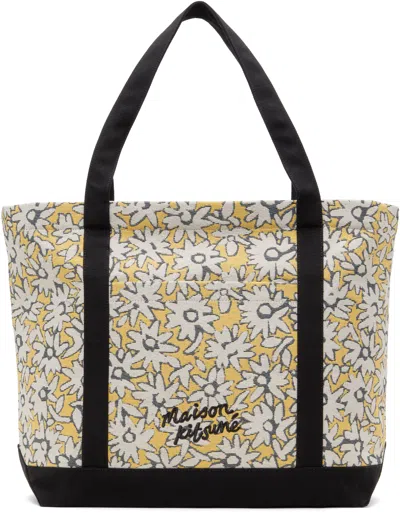 Maison Kitsuné Yellow Daisy Field Large Jacquard Tote