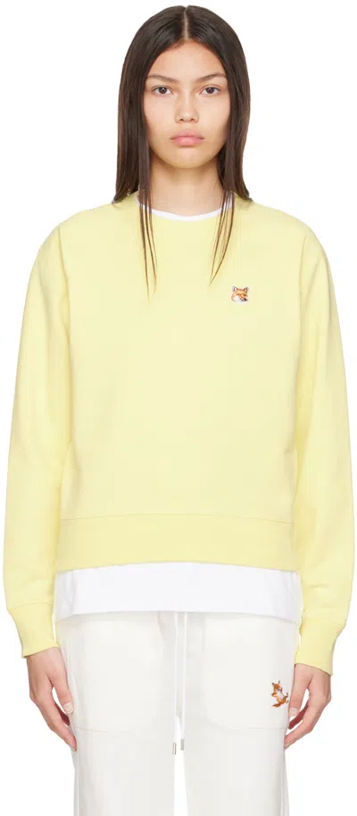 Maison Kitsuné Yellow Fox Head Sweatshirt In P720 Light Yellow