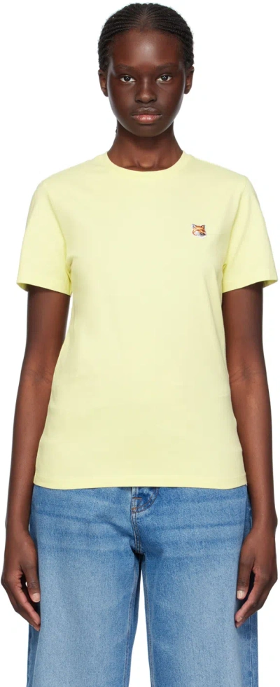 Maison Kitsuné Fox Head Patch T-shirt In Yellow