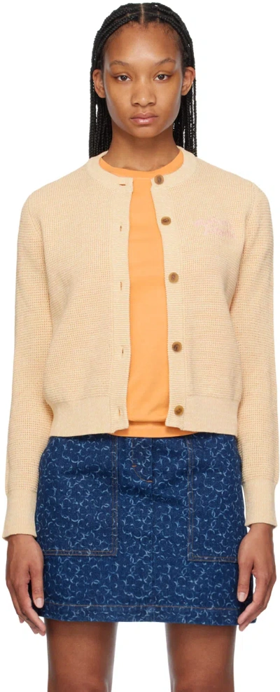 Maison Kitsuné Yellow Handwriting Cardigan In H712 Chalk Yellow