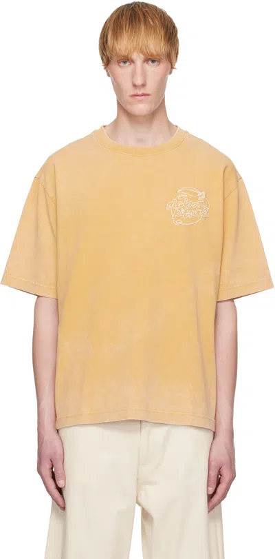 Maison Kitsuné Embroidered T-shirt In Yellow