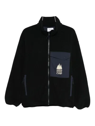 Maison Kitsuné Casual Fleece Zipped Jacket Clothing In Black