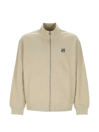 Maison Kitsuné Fox Head Zipped Comfort Mini Sweatshirt For Men In Pink