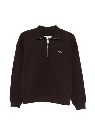 Maison Kitsuné Dries Van Noten Zipped Denim Voly Jacket In Brown