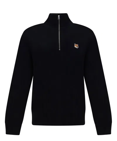 Maison Kitsuné Zip-up Sweatshirt In Black