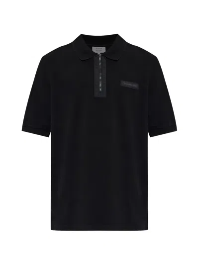 Maison Kitsuné Zip-fastening Logo-patch Polo Shirt In Black