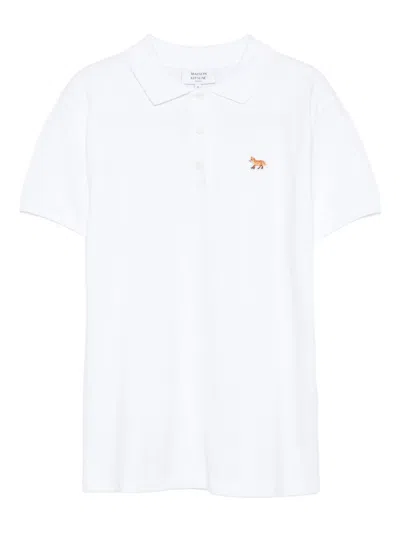Maison Kitsuné Maison Kitsune' Baby Fox Cotton Polo Shirt In White