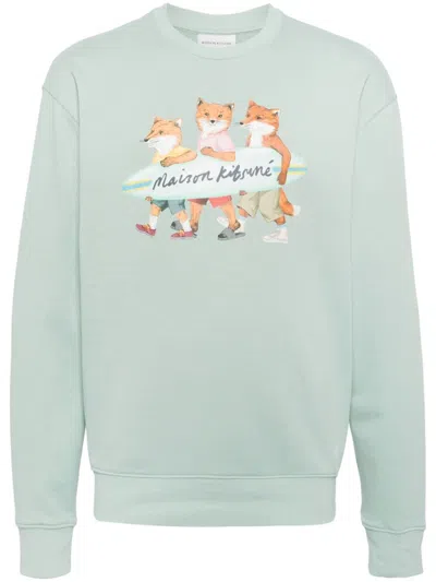 Maison Kitsuné Surfing Foxes Comfort Sweatshirt In White