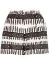 Maison La Plage Abstract-print Linen Shorts In Brown