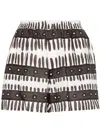 Maison La Plage Abstract-print Linen Shorts In Brown
