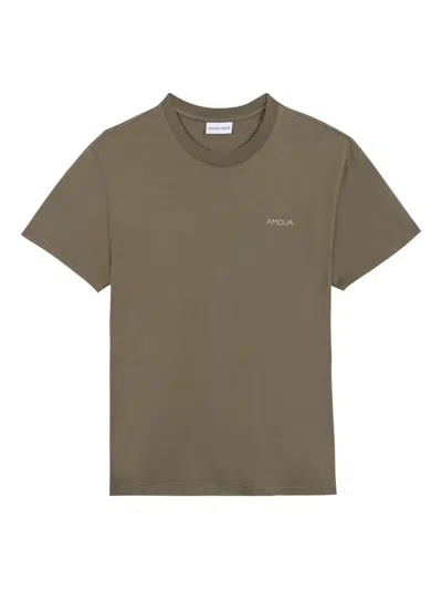 Maison Labiche Amour-embroidered T-shirt In Brown