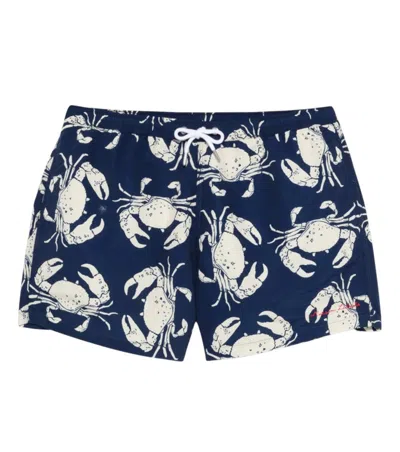 Maison Labiche Blue Crab Print Swim Shorts