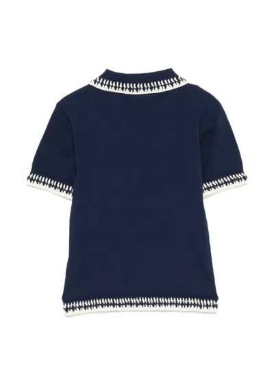 Maison Labiche Caillavet Crocheted-collar Polo Shirt In Blue
