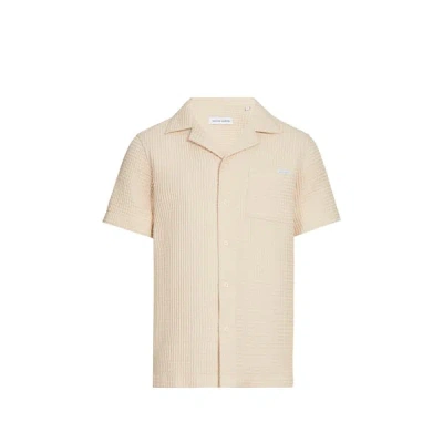 Maison Labiche Waffle-weave Short-sleeve Shirt In Neutral