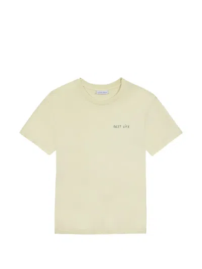 Maison Labiche Embroidered Cotton T-shirt In Yellow