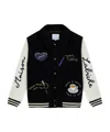 Maison Labiche Nicot Embroidered Wool-blend Varsity Jacket In Black