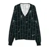 Maison Labiche Grid-pattern Cardigan In Green