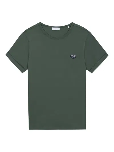Maison Labiche Heart-embroidered Short-sleeve T-shirt In Green