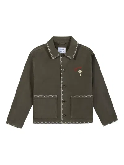 Maison Labiche Lemonnier Flag-embroidered Contrast-stitching Jacket In Green
