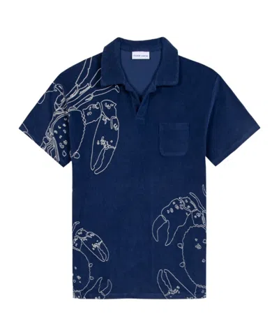 Maison Labiche Lobster-print Cotton Polo Shirt In Blue