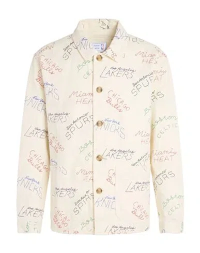 Maison Labiche Man Shirt Ivory Size M Lyocell, Cotton In Gray