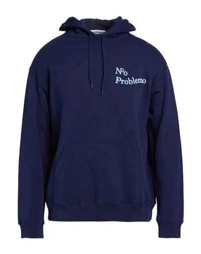 Maison Labiche Man Sweatshirt Navy Size M Organic Cotton In Blue