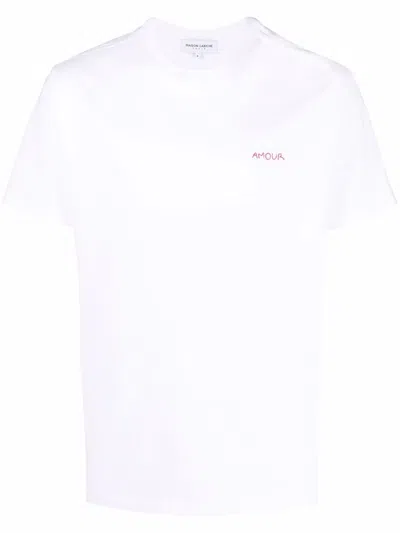 Maison Labiche Men's Organic Cotton Mini Heart Tee In White