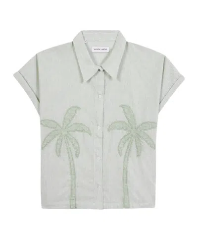 Maison Labiche Surville Palm-patch Shirt In Green