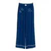 Maison Labiche Bird-embroidered Trousers In Blue