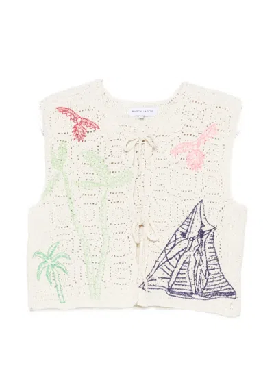 Maison Labiche Piver Crochet Embroidered Gilet In Neutral