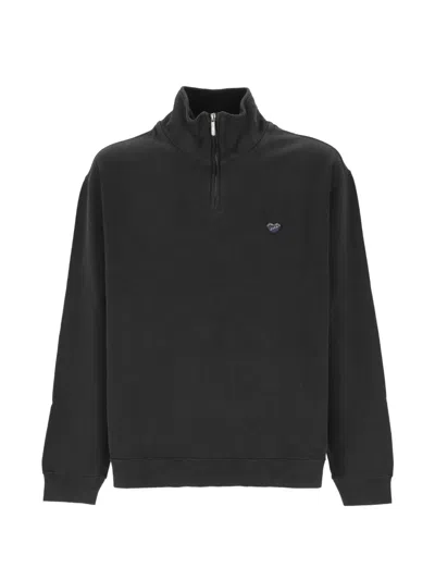 Maison Labiche Placide Quarter-zip Logo-patch Sweatshirt In Black