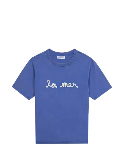 Maison Labiche Rope-embroidered Washed T-shirt In Blue