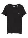 Maison Labiche Ruffled-hem T-shirt In Black