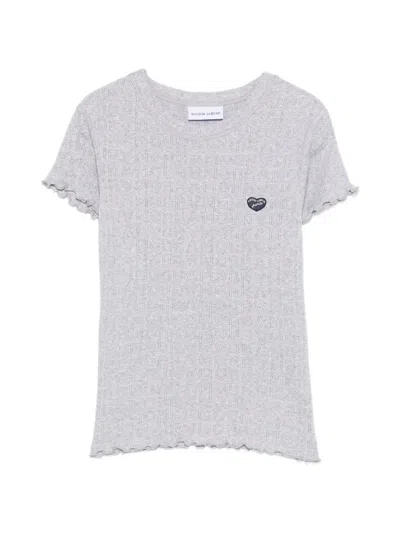 Maison Labiche Ruffled Logo-patch T-shirt In Gray