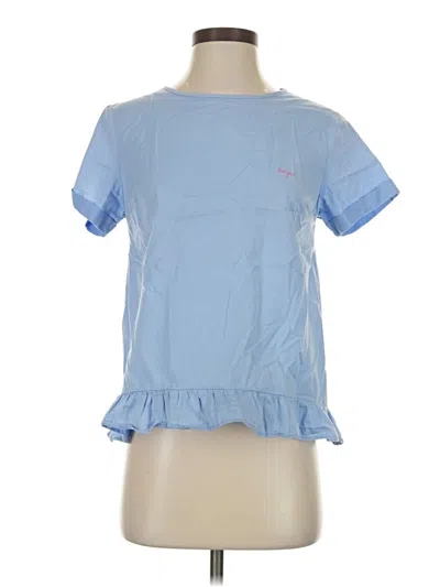 Pre-owned Maison Labiche Short Sleeve Top Blue Ruffles Neckline Tops
