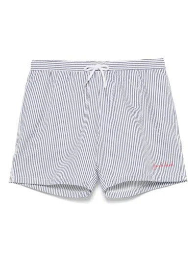 Maison Labiche Slogan-embroidered Swim Shorts In Multicolor