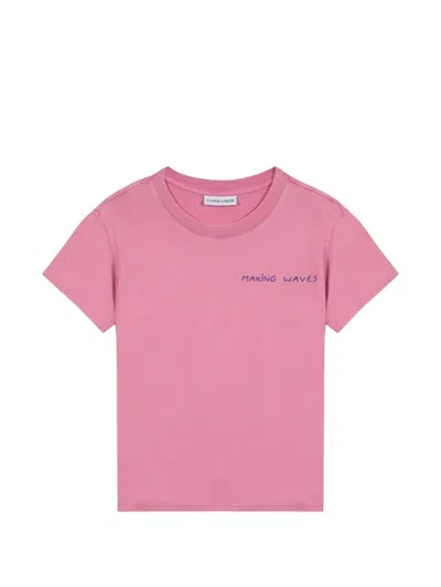 Maison Labiche Slogan-embroidered T-shirt In Pink