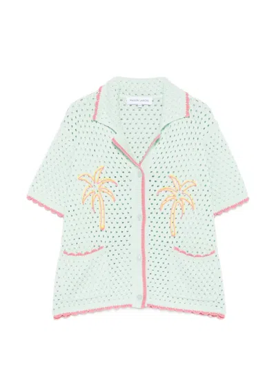 Maison Labiche Souchier Palm Crochet Shirt In Green