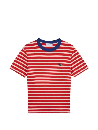 Maison Labiche Striped Heart-patch T-shirt In Red