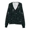 Maison Labiche Grid-pattern Cardigan In Black