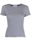 Maison Labiche Striped Organic Cotton T-shirt In Off White Navy