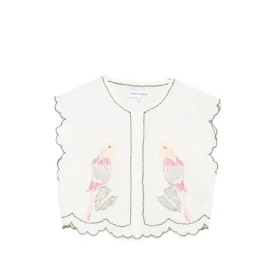 Maison Labiche Embroidery Scalloped Top In Multi